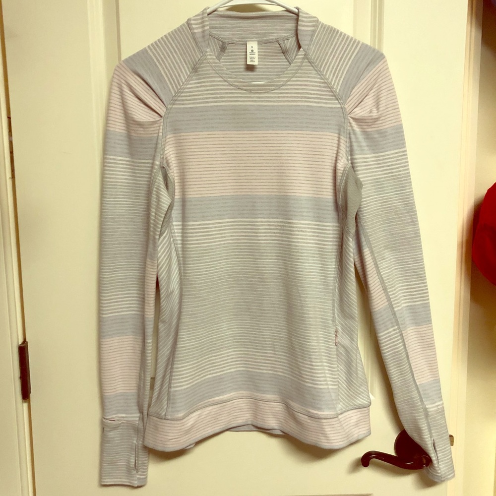 lululemon athletica Pastel Striped Muscle Tee - Light Gray and Pink